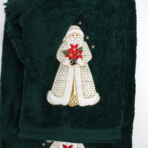 Christmas Theme 3 Piece Holiday Santa Bath Set of Finger Hand and Bath Towels - Picture 4 of 8